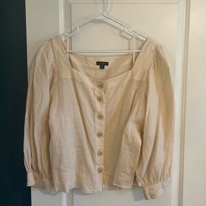 Square neck linen blouse